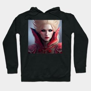 Sexy Blonde Vampire Queen Red Armor Dark Artwork Hoodie